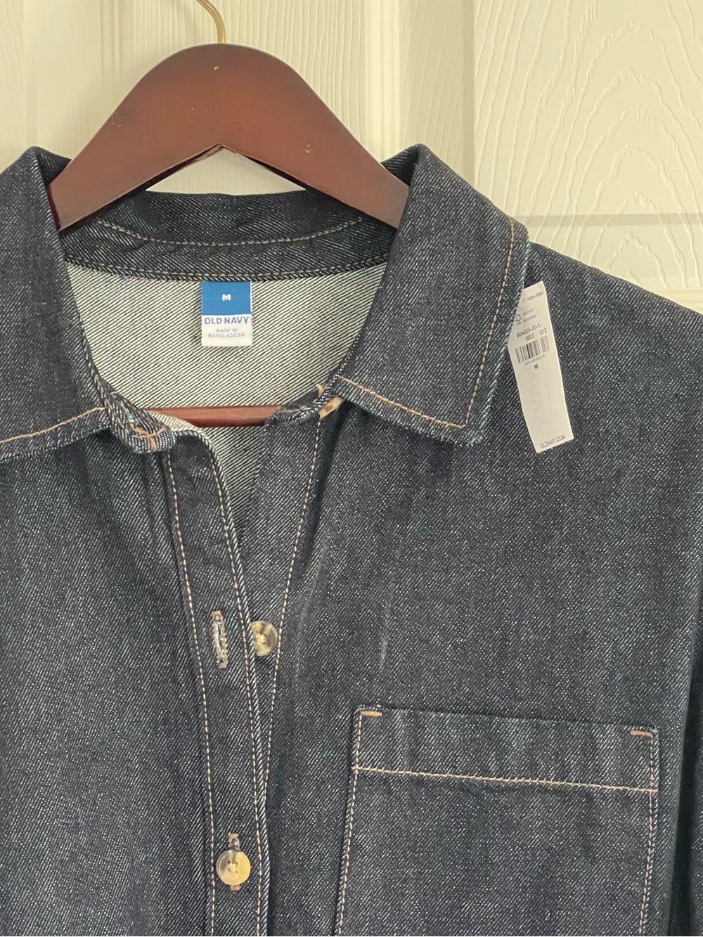 NWT Old Navy Denim Shirt Dress Coastal Cowgirl Dark Wash Button Front Medium - Picture 3 of 5